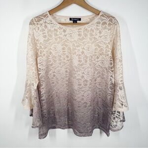Roaman’s Dip Dyed Lace Bell Sleeve Top 14/16